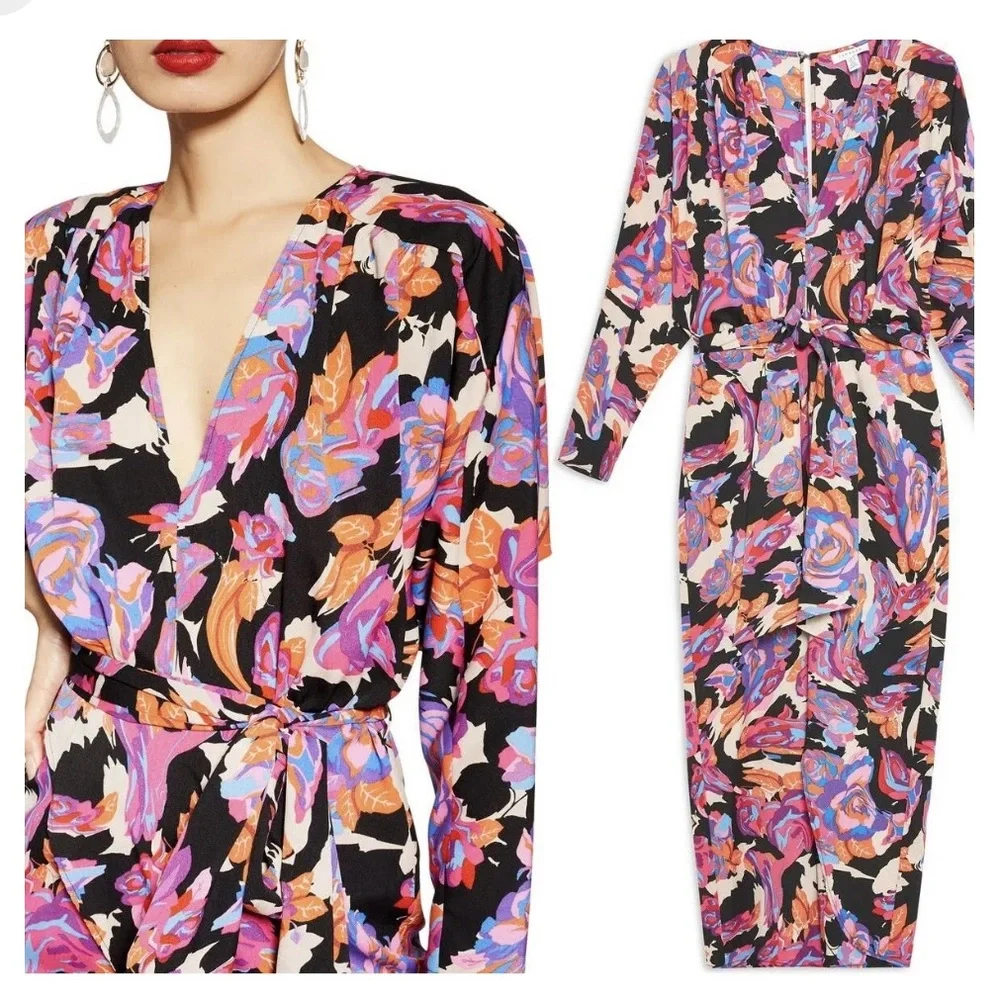 NEW! Topshop floral belted midi dress size 10